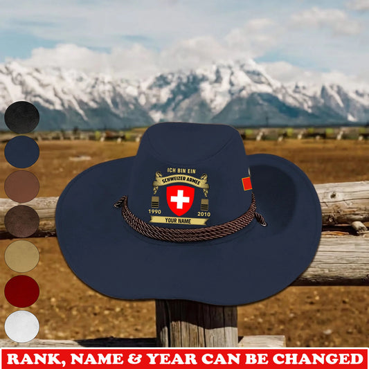 Personalized Swiss Soldier/ Veteran With Rank, Name and Year Cowboy Hat - 1775433601
