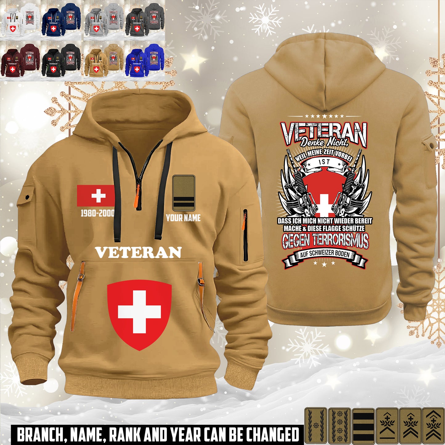 Personalized Swiss Soldier/ Veteran With Name, Year And Rank Zip Hoodie Multicolor - 17642880
