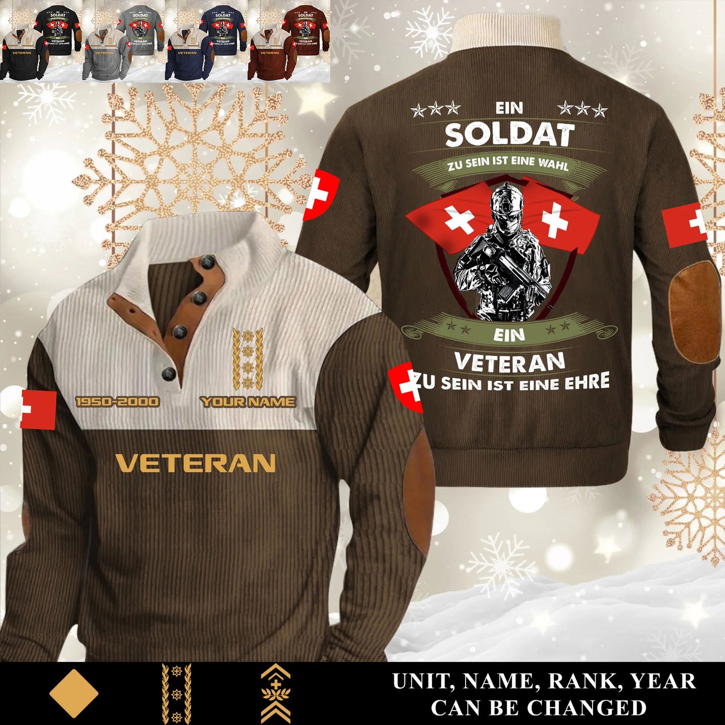 Personalized Swiss Soldier/ Veteran With Name, Year And Rank Sports Sweatshirt - 17565120