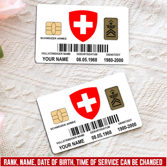 Personalized Swiss Soldier/ Veteran With Rank, Name And Year Aluminum Wallet Card - 1750723201