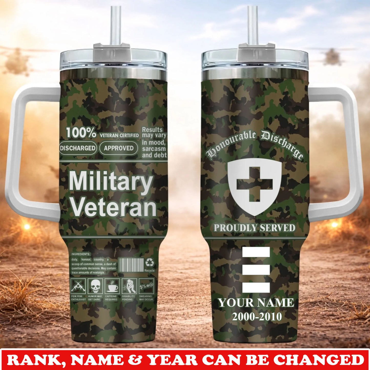 Personalized Swiss Veteran/ Soldier With Rank, Year And Name Camo Tumbler - 17745696