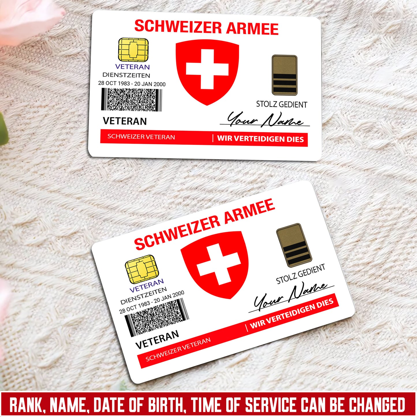 Personalized Swiss Soldier/ Veteran With Rank, Name And Year Aluminum Wallet Card - 17671392
