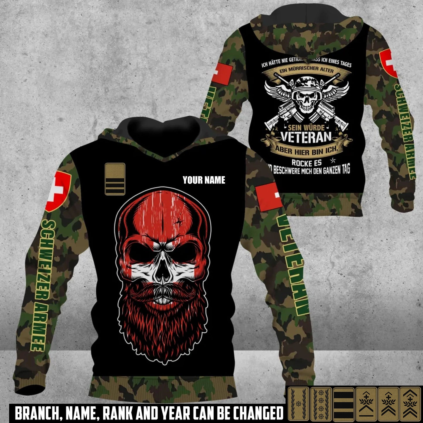 Personalized Swiss Soldier/Veteran with Name and Rank Hoodie All Over Printed - 17410464