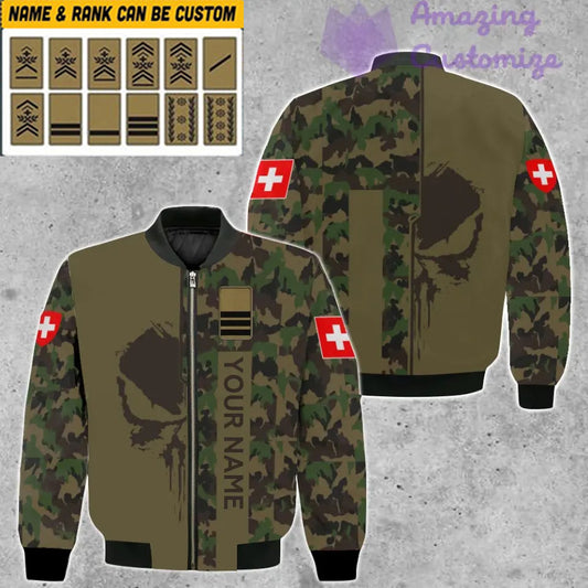 Personalized Swiss Soldier/ Veteran Camo With Name And Rank Bomber Jacket 3D Printed - 10052401QA
