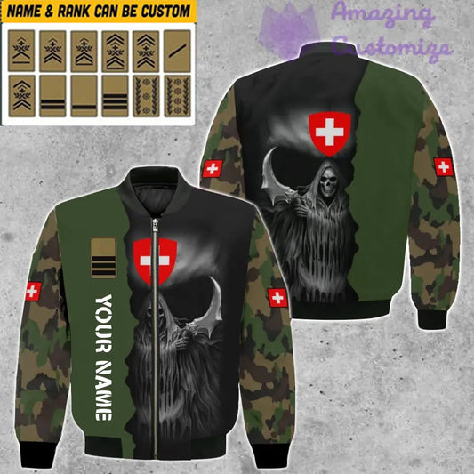 Personalized Swiss Soldier/ Veteran Camo With Name And Rank Bomber Jacket 3D Printed - 260124QA