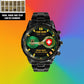 Montre personnalisée en acier inoxydable noir pour soldat/vétéran suisse avec nom, grade et année - 18062402QA - Version dorée