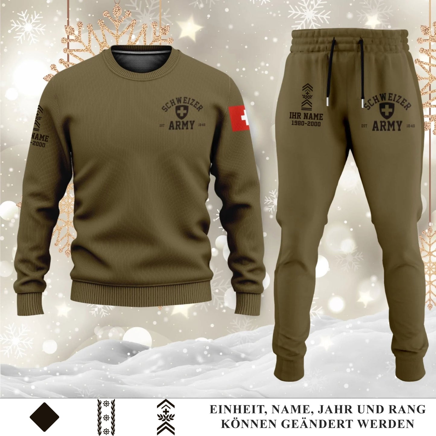 Schweizerisches Sweater + Jogger Set – Personalisiert mit Name, Rang & Jahr - 17584128