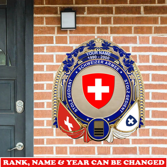 Personalized Rank, Name And Year Swiss Soldier/Veterans Wooden Sign - 17736192
