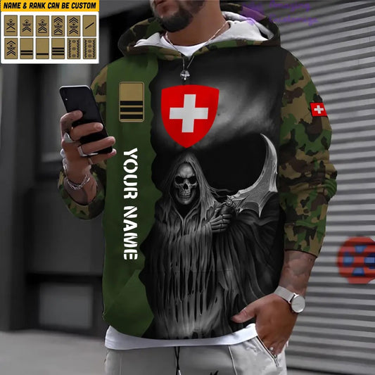 Personalized Swiss Soldier/Veteran with Name and Rank 3D Hoodie All Over Printed - 2601240001QA