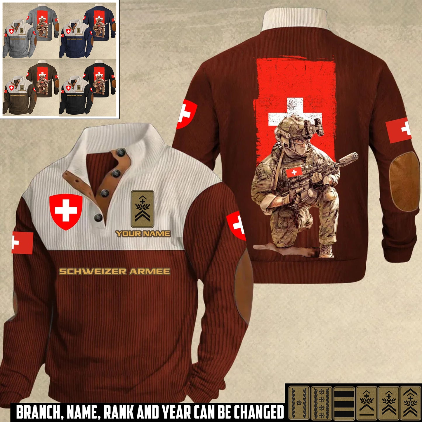 Personalized Swiss Soldier/ Veteran With Name And Rank Sports Sweatshirt - 17412192