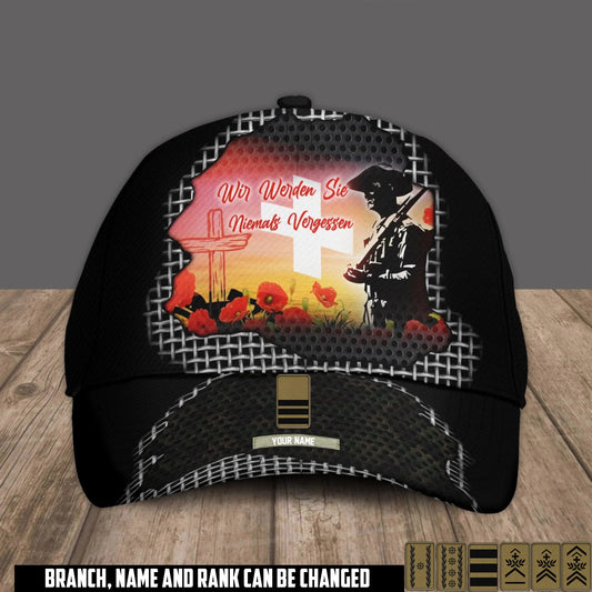 Personalized Rank And Name Swiss Soldier/Veterans Camo Baseball Cap - 17680896
