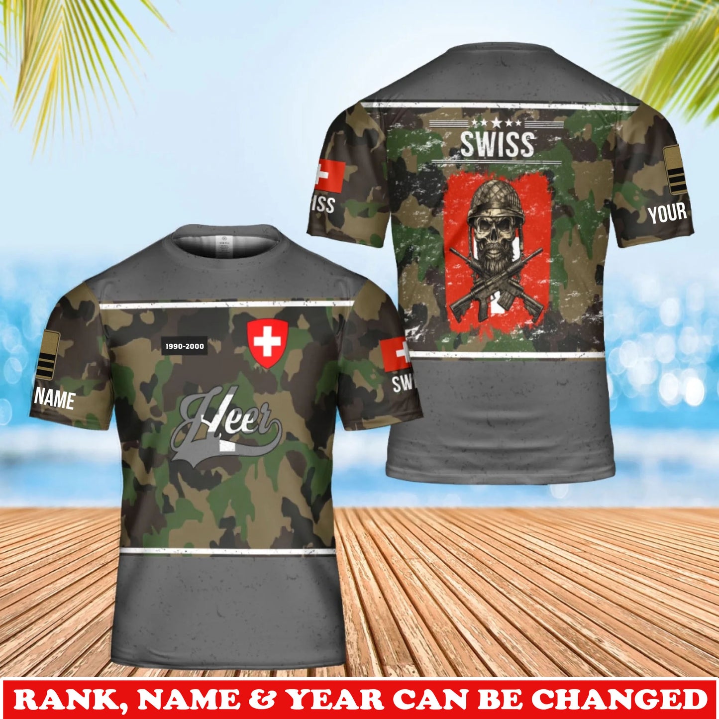 Personalized Swiss Soldier/Veteran Camo with Rank, Name & Year T-Shirt All Over Printed - 17738784