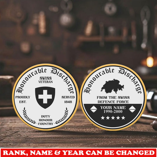 Personalized Swiss Veteran/ Soldier With Rank,  Name And Year Challenge Coin - 17743968