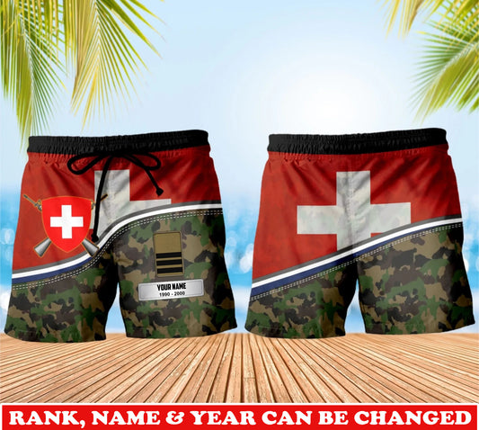 Personalized Swiss Soldier/Veteran Camo with Rank, Name & Year Short All Over Printed - 17740512