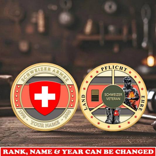 Personalized Swiss Veteran/ Soldier With Rank,  Name And Year Challenge Coin - 17755200