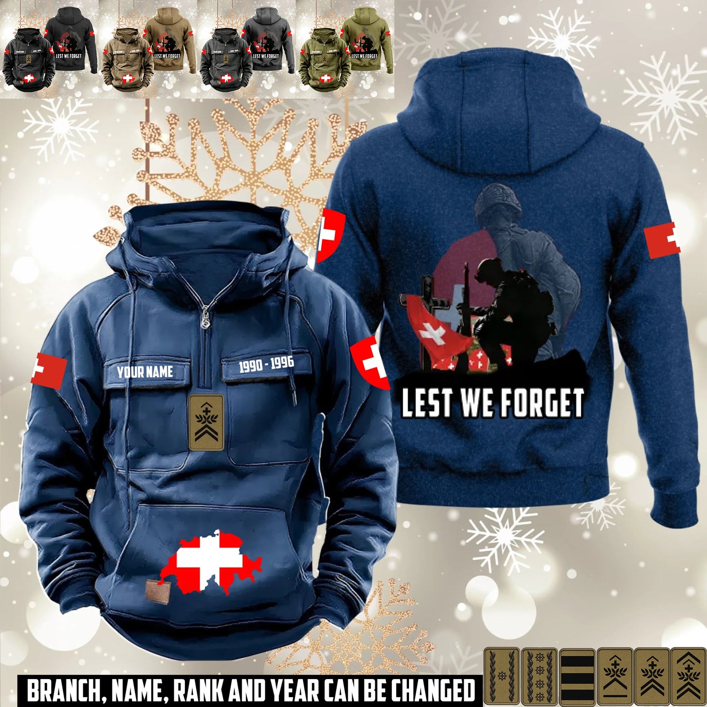 Personalized Swiss Soldier/Veteran Vintage Hoodie All Over Printed - 1760486402