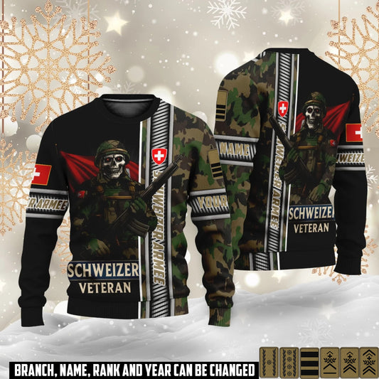 Personalized Swiss Soldier/Veteran Camo with Name and Rank Ugly Sweater All Over Printed - 17616960
