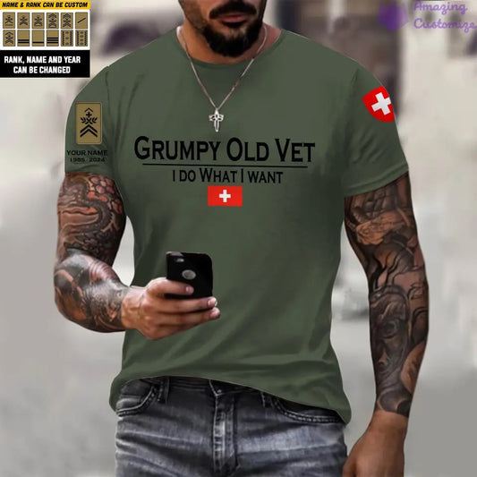 Personalized Swiss Soldier/Veteran with Name and Rank T-shirt All Over Printed - 17191872