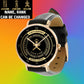 Personalized Swiss Soldier/ Veteran With Name, Rank Black Stitched Leather Watch - 1709683201 - Gold Version