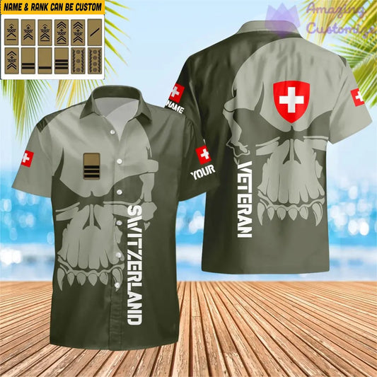 Personalized Swiss Soldier/ Veteran Camo With Name And Rank Hawaii Shirt 3D Printed - 1602240001