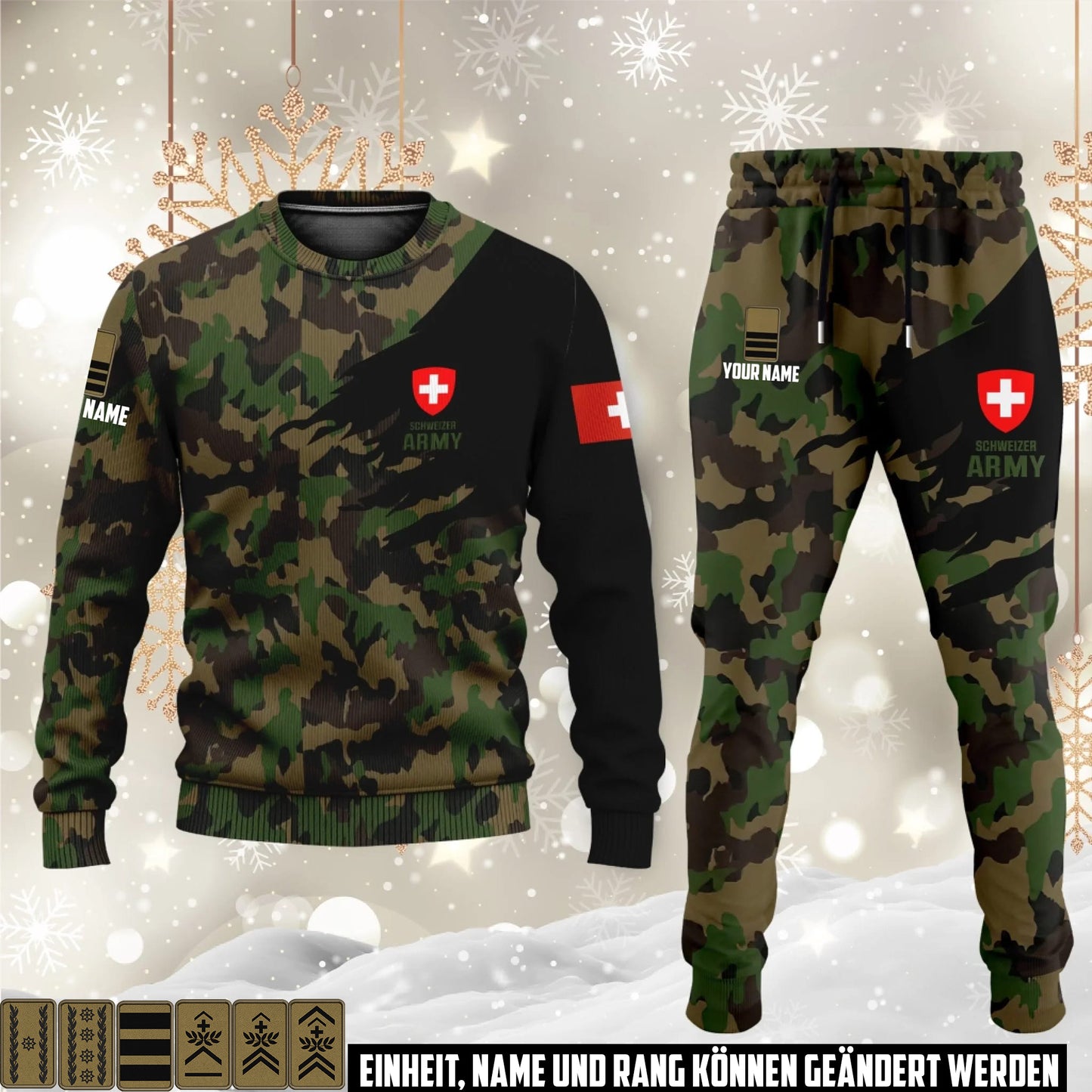 Schweizer Tarnung Sweater + Jogger – mit Name & Rang personalisierbar - 17474400