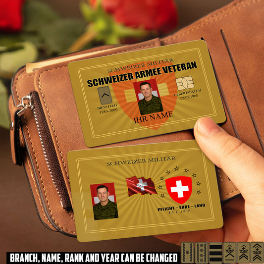 Personalized Swiss Soldier/ Veteran With Rank, Name And Year Aluminum Wallet Card - 17548704
