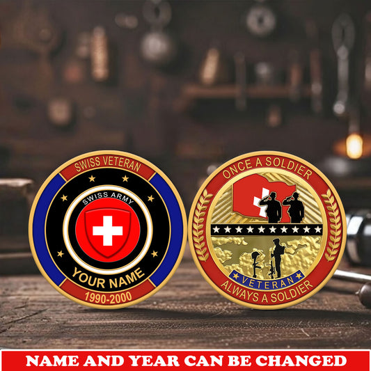 Personalized Swiss Veteran/ Soldier With Name And Year Challenge Coin - 17742240