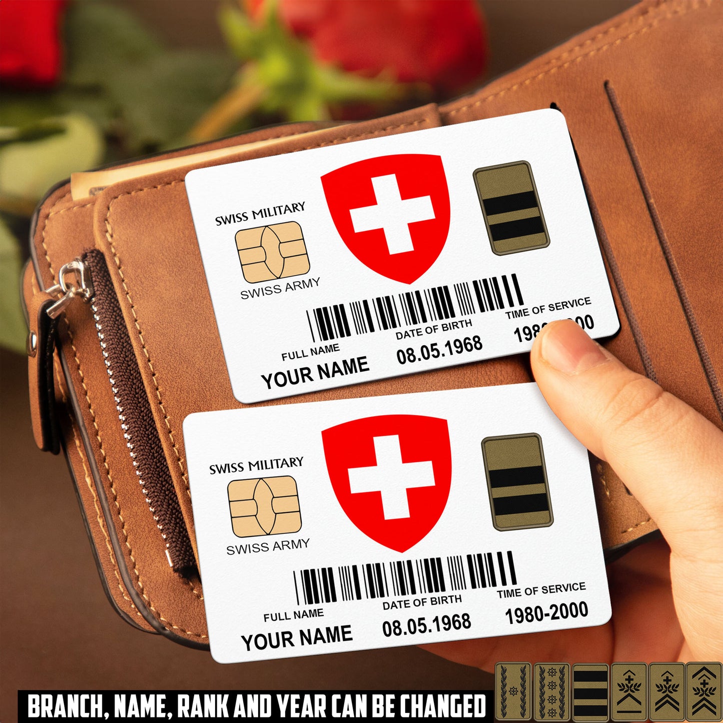 Personalized Swiss Soldier/ Veteran With Rank, Name And Year Aluminum Wallet Card - 17507232