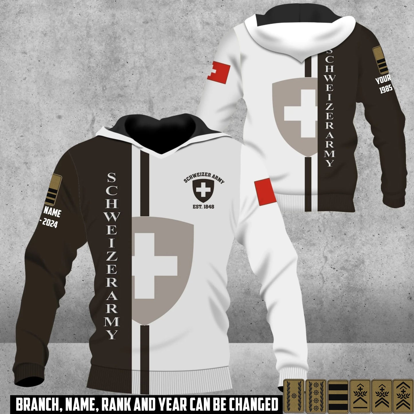 Personalized Swiss Soldier/Veteran with Name and Rank Hoodie All Over Printed - 17466624