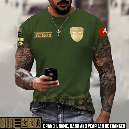 Personalized Swiss Soldier/Veteran with Name, Year and Rank T-Shirt All Over Printed - 17407872
