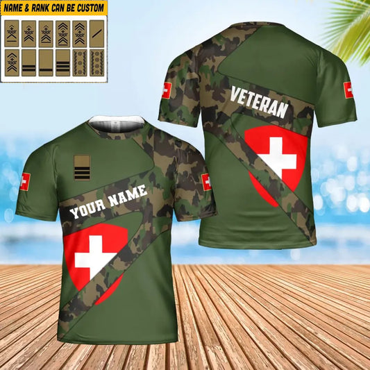 Personalized Swiss Soldier/ Veteran Camo With Name And Rank T-Shirt 3D Printed - 17191872