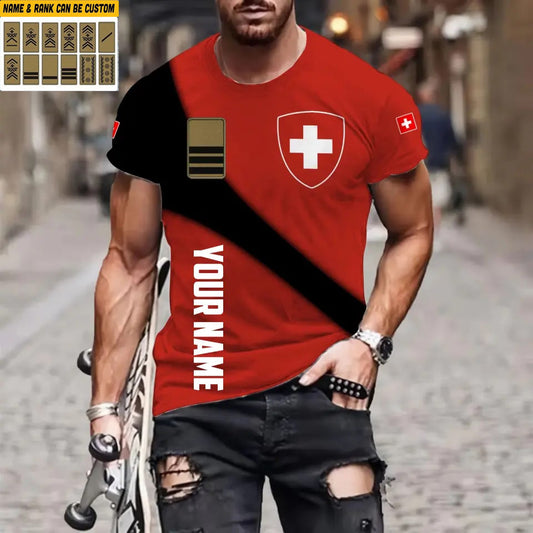 Personalized Swiss Soldier/Veteran with Name and Rank T-shirt 3D All Over Printed - 17125344