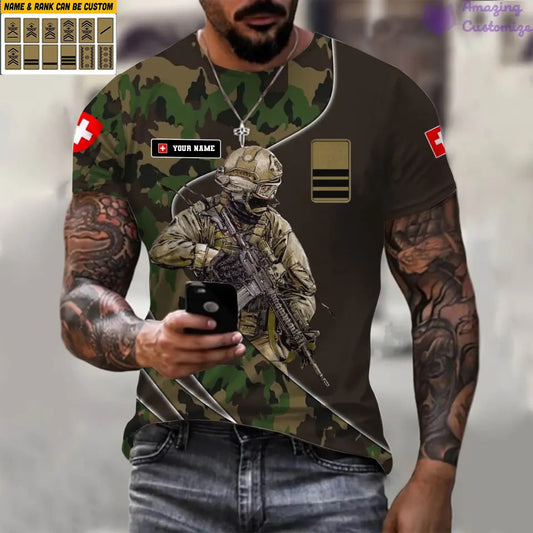 Personalized Swiss Soldier/Veteran with Name and Rank T-shirt All Over Printed - 15052401QA