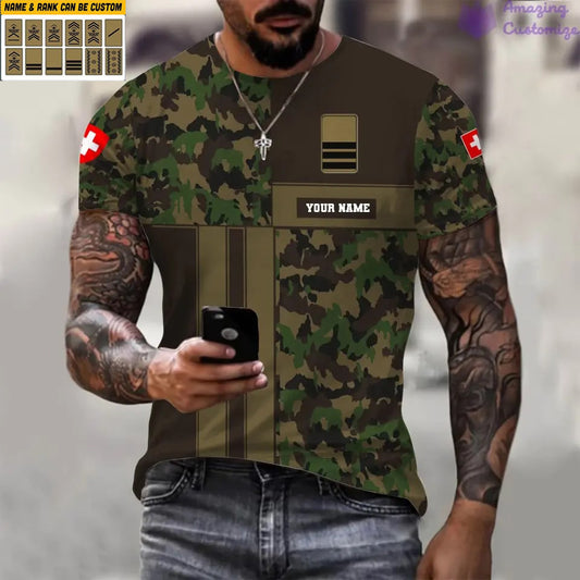 Personalized Swiss Soldier/Veteran with Name and Rank T-shirt All Over Printed - 07052401QA