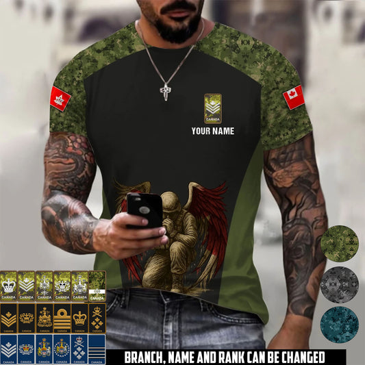 Personalized Canada Soldier/Veteran Camo with Name T-Shirt All Over Printed - 17669664