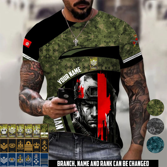 Personalized Canada Soldier/Veteran Camo with Name & Rank T-Shirt All Over Printed - 17670528