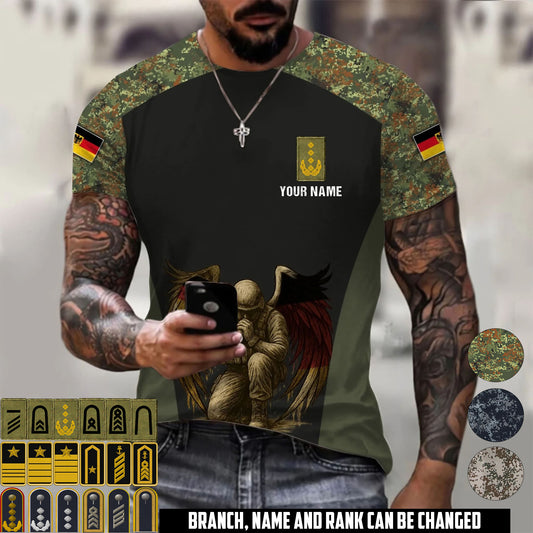 Personalized Germany Soldier/Veteran Camo with Name & Rank T-Shirt All Over Printed - 17669664