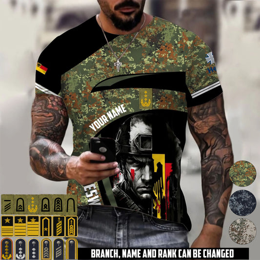 Personalized Germany Soldier/Veteran Camo with Name & Rank T-Shirt All Over Printed - 17670528