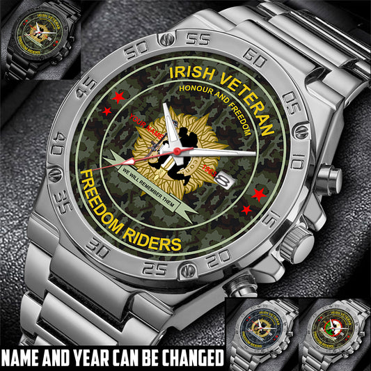 Personalized Ireland Soldier/ Veteran With Name And Year Gentleman Stainless Steel Watch - 17556480