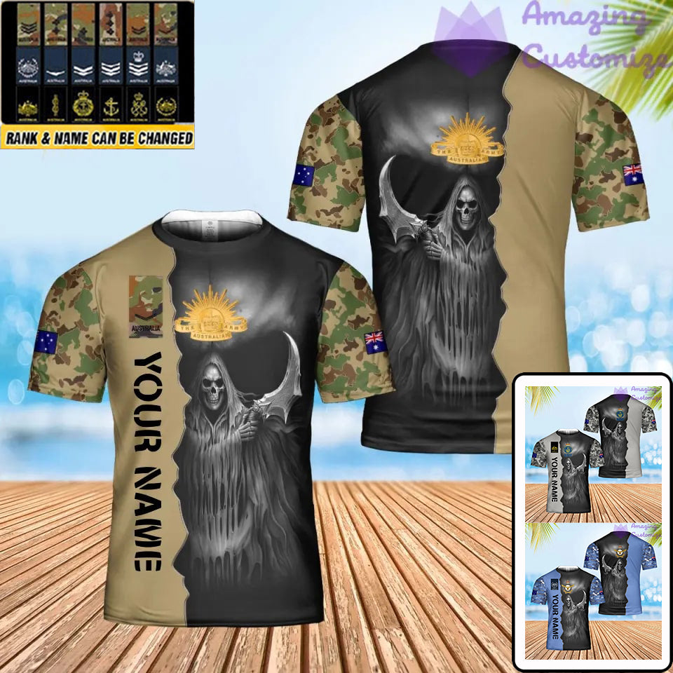 Personalized Australian Soldier/ Veteran Camo With Name And Rank T-Shirt 3D Printed  - 17062272