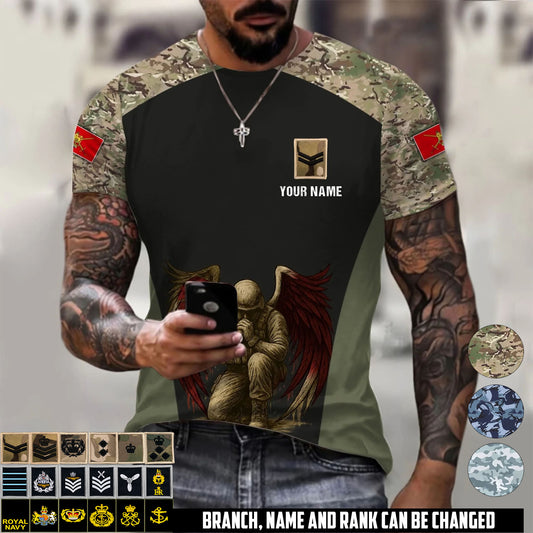 Personalized UK Soldier/Veteran Camo with Name & Rank T-Shirt All Over Printed - 17669664