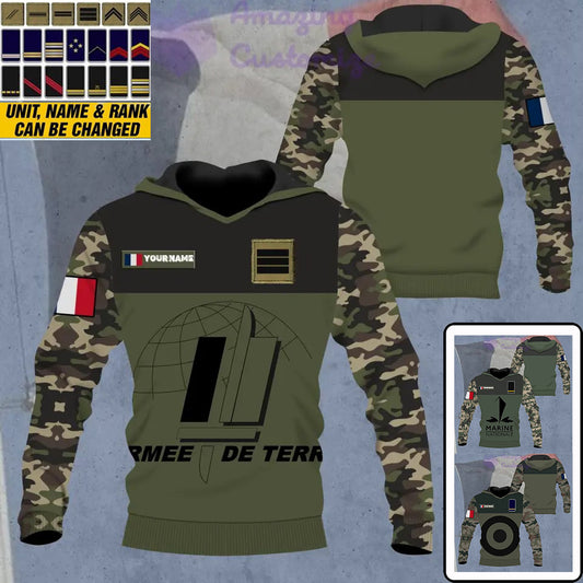 Personalized France Soldier/ Veteran Camo With Name And Rank Hoodie - 0906230001