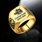 Trucker Signature Crest ring in Gold, showing CUSTOM NAME and SINCE 2000
