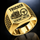 Trucker Twin Icons ring in Gold, showing CUSTOM NAME and SINCE 2000