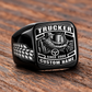Trucker Black Face Badge ring in Black, showing CUSTOM NAME and SINCE 2000