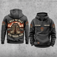 Trucker Walk the Walk Badge Vintage Hoodie in Dark Gray, separate front and back views with CUSTOM NAME and SINCE 2000 chest samples, plain lower pouch and arched boots, truck and road artwork.