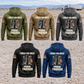 Five separate full back views of the Trucker Proud Walk Vintage Hoodie: Military Green, Kaki and Dark Gray above Black and Dark Blue, with lace-up boot artwork reading I WALK THE WALK, PROUD TRUCKER, against a roadside landscape with an unbranded truck.