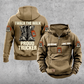 Trucker Proud Walk Vintage Hoodie in Kaki, front and back views with CUSTOM NAME and SINCE 2000 chest samples, small truck emblems, plain lower pouch and boot artwork reading I WALK THE WALK, PROUD TRUCKER.