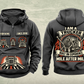 Trucker Heritage Crest Vintage Hoodie in Dark Gray, complete separated front and back views with CUSTOM NAME and SINCE 2000 sample tabs, chest truck motifs, brushed lower-front truck graphic and ornate trucker back crest.