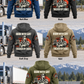 Trucker By Choice Vintage Hoodie in Dark Blue, Black, Dark Gray, Kaki and Military Green, shown as five separate complete back views in a two-plus-two-plus-one layout with color labels and parked truck backgrounds.
